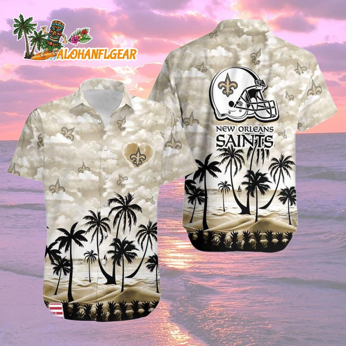 New Orleans Saints Coconut Palms Limited Edition Hawaiian Shirt New Orleans Saints Aloha Shirt 2