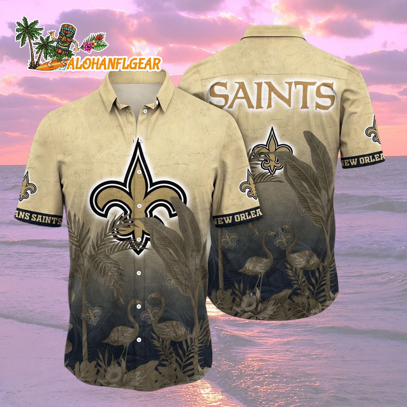New Orleans Saints Flamingo And Flower Funny Hawaiian Shirt, New Orleans Saints Aloha Shirt New Orleans Saints Flamingo And Flower Funny Hawaiian Shirt, New Orleans Saints Aloha Shirt