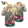 New Orleans Saints Flamingo And Flower Hawaiian Shirt New Orleans Saints Aloha Shirt 1