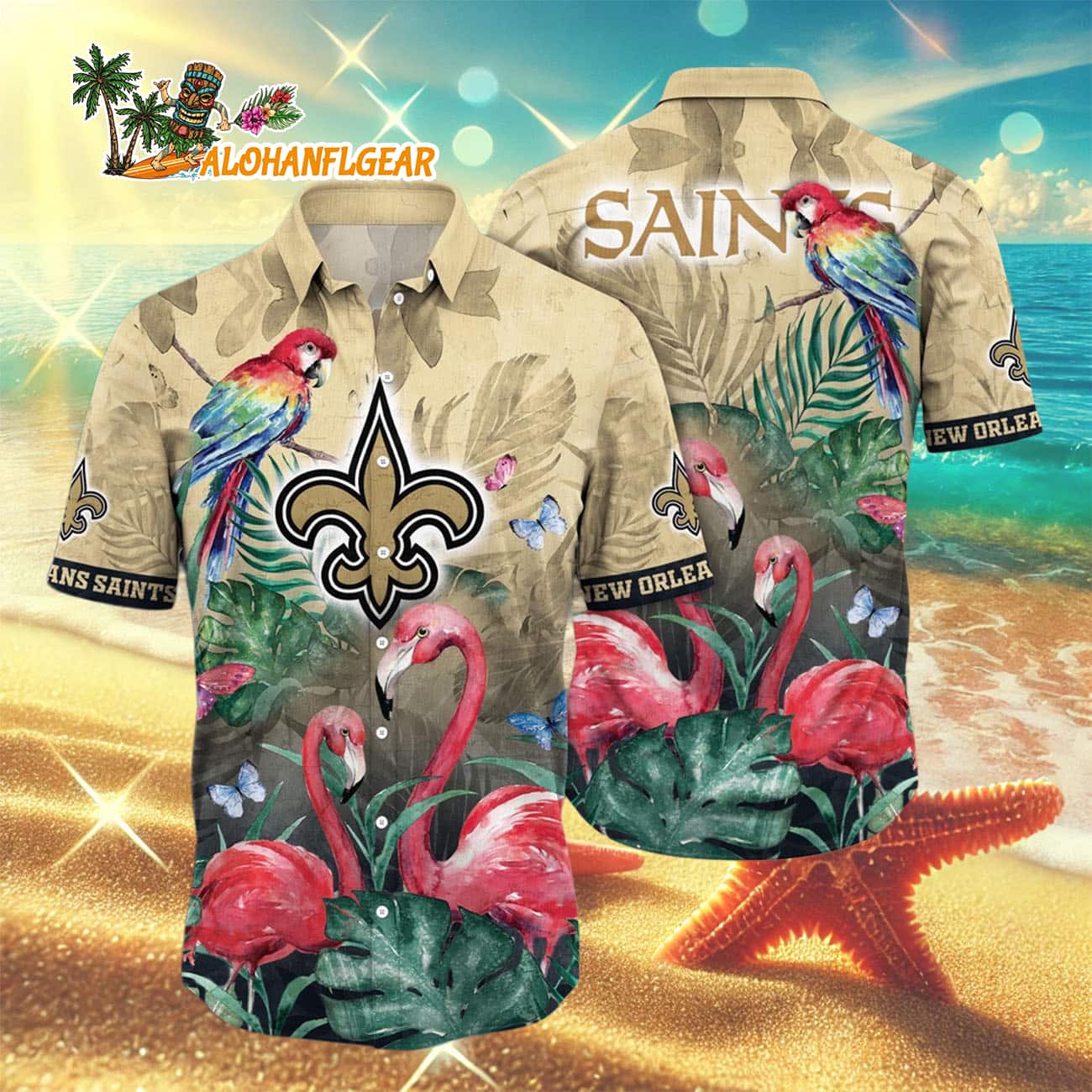 New Orleans Saints Flamingo And Flower Hawaiian Shirt, New Orleans Saints Aloha Shirt New Orleans Saints Flamingo And Flower Hawaiian Shirt, New Orleans Saints Aloha Shirt