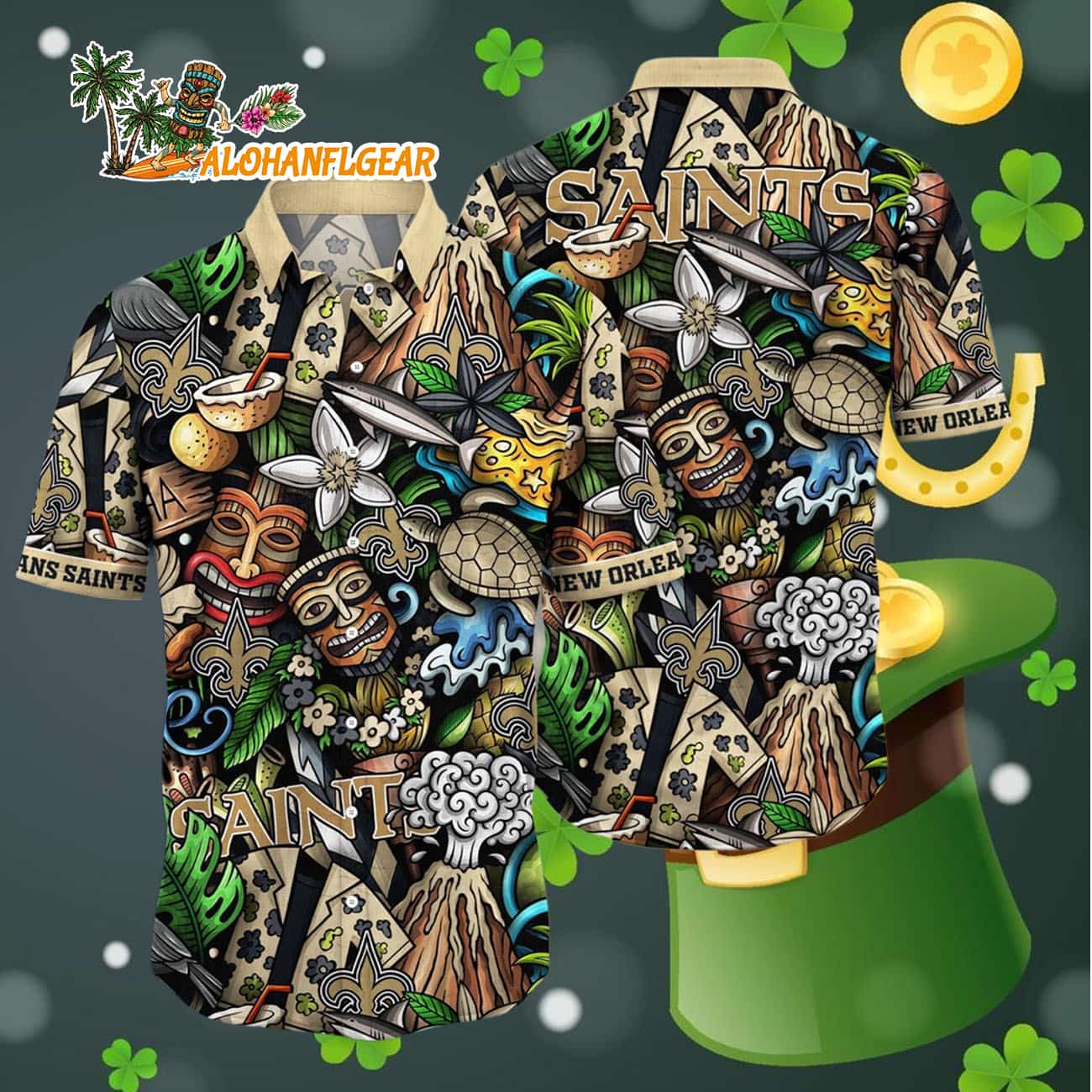 New Orleans Saints Flower Tiki Me Off Hawaiian Shirt, New Orleans Saints Aloha Shirt New Orleans Saints Flower Tiki Me Off Hawaiian Shirt, New Orleans Saints Aloha Shirt