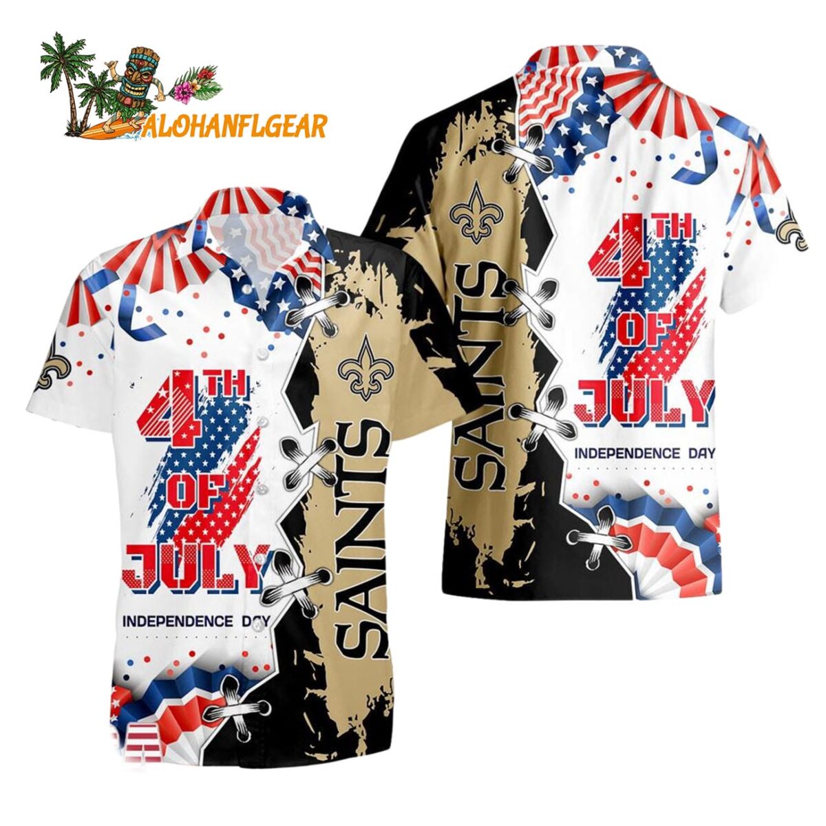 New Orleans Saints Happy Independence Day Resurgence Hawaiian Shirt NFL Aloha Shirt 1