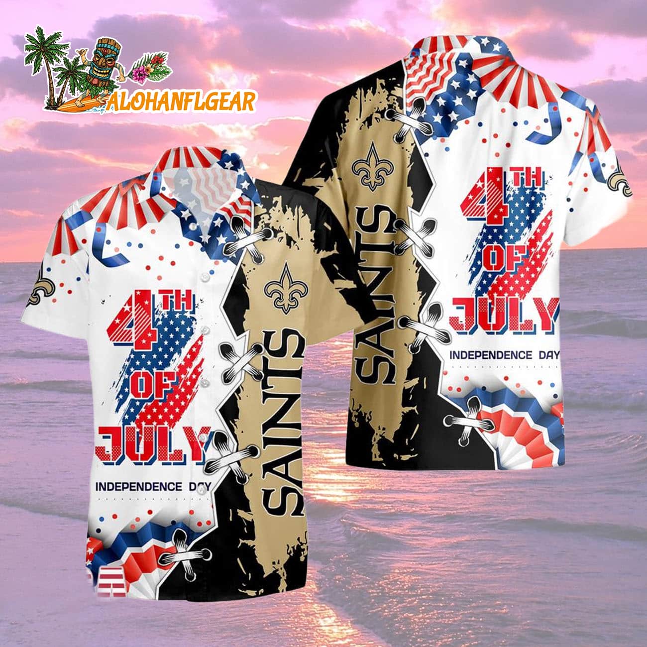 New Orleans Saints Happy Independence Day Resurgence Hawaiian Shirt, NFL Aloha Shirt New Orleans Saints Happy Independence Day Resurgence Hawaiian Shirt, NFL Aloha Shirt