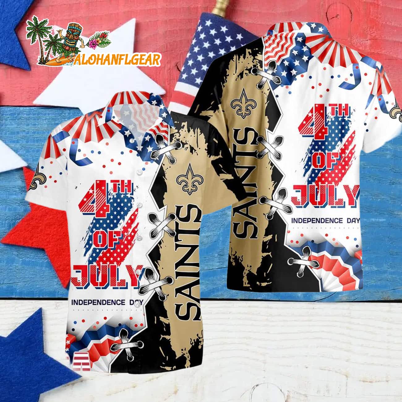 New Orleans Saints Happy Independence Day Resurgence Hawaiian Shirt, NFL Aloha Shirt New Orleans Saints Happy Independence Day Resurgence Hawaiian Shirt, NFL Aloha Shirt