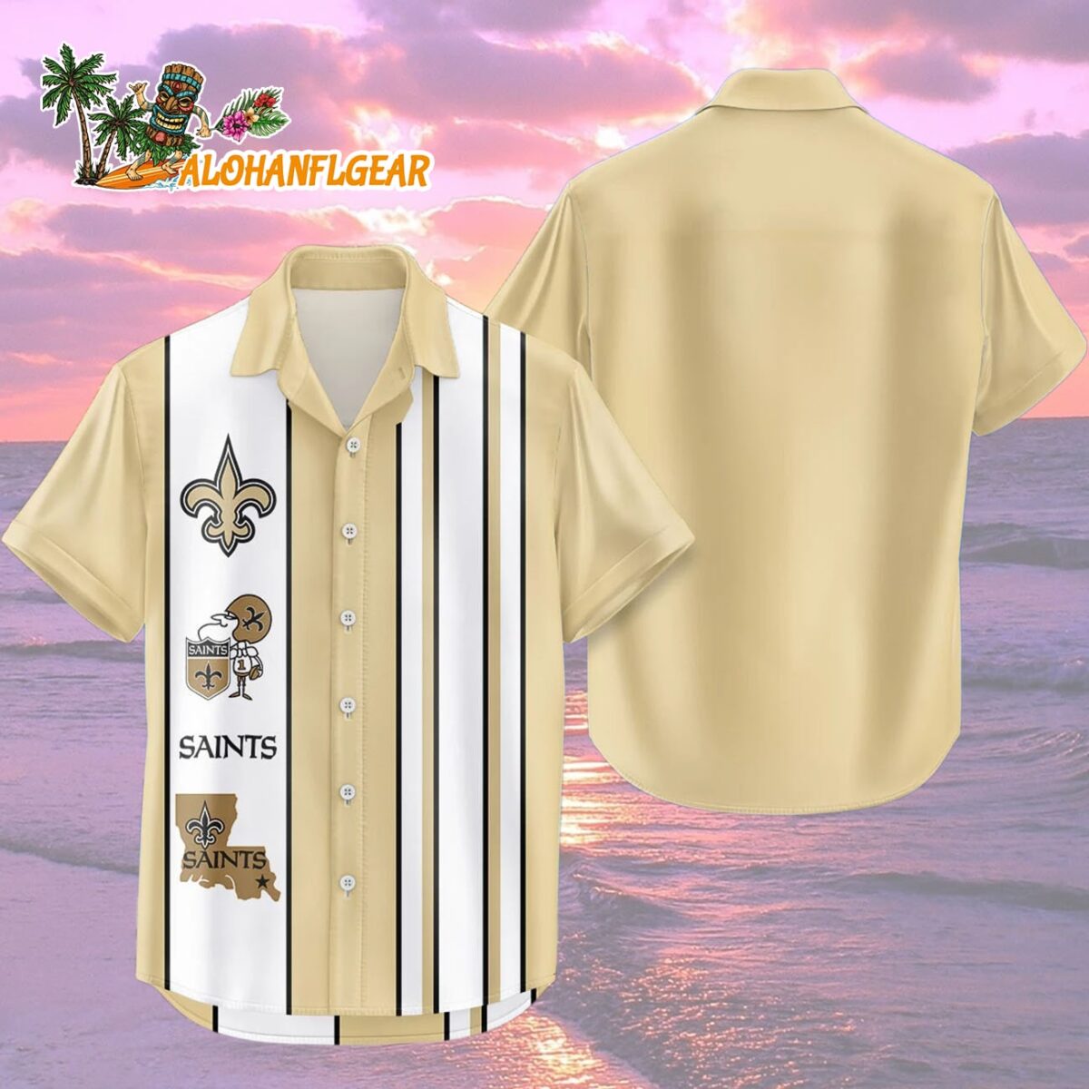 New Orleans Saints Hawaiian Shirt Classic Color Contrast 2