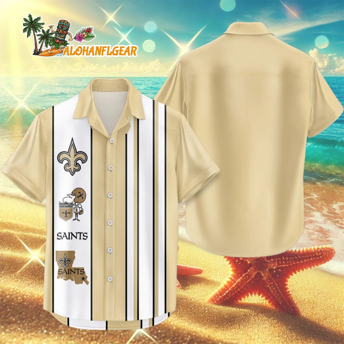 New Orleans Saints Hawaiian Shirt Classic Color Contrast 3
