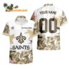 New Orleans Saints Hibiscus Flower Custom Name Hawaiian Shirt NFL Aloha Shirt 1