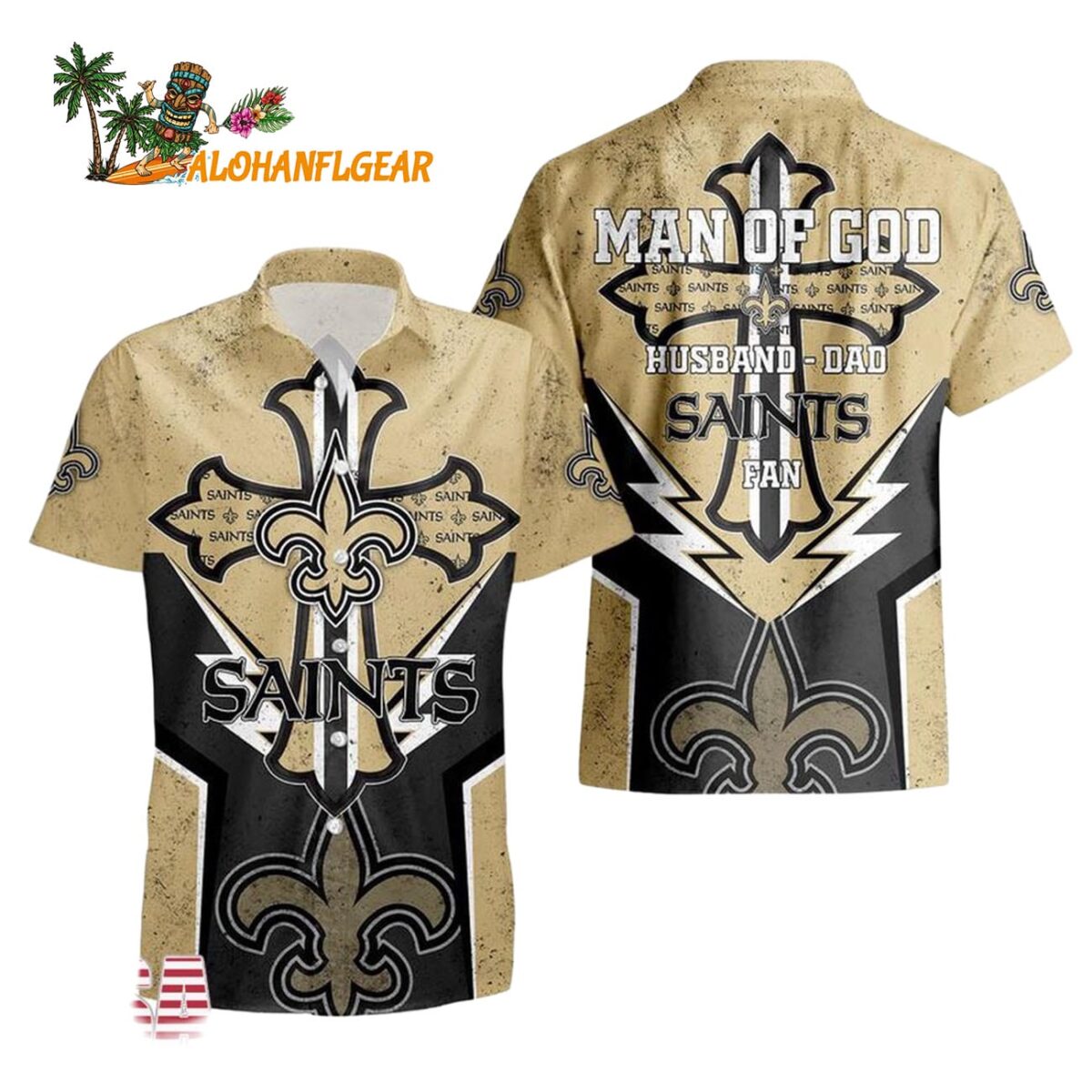 New Orleans Saints Man Of God Gift For Fathers Day Hawaiian Shirt New Orleans Saints Aloha Shirt 1