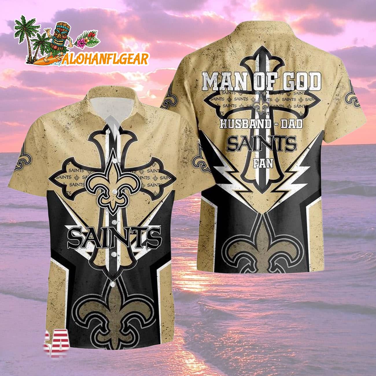 New Orleans Saints Man Of God Gift For Fathers Day Hawaiian Shirt, New Orleans Saints Aloha Shirt New Orleans Saints Man Of God Gift For Fathers Day Hawaiian Shirt, New Orleans Saints Aloha Shirt