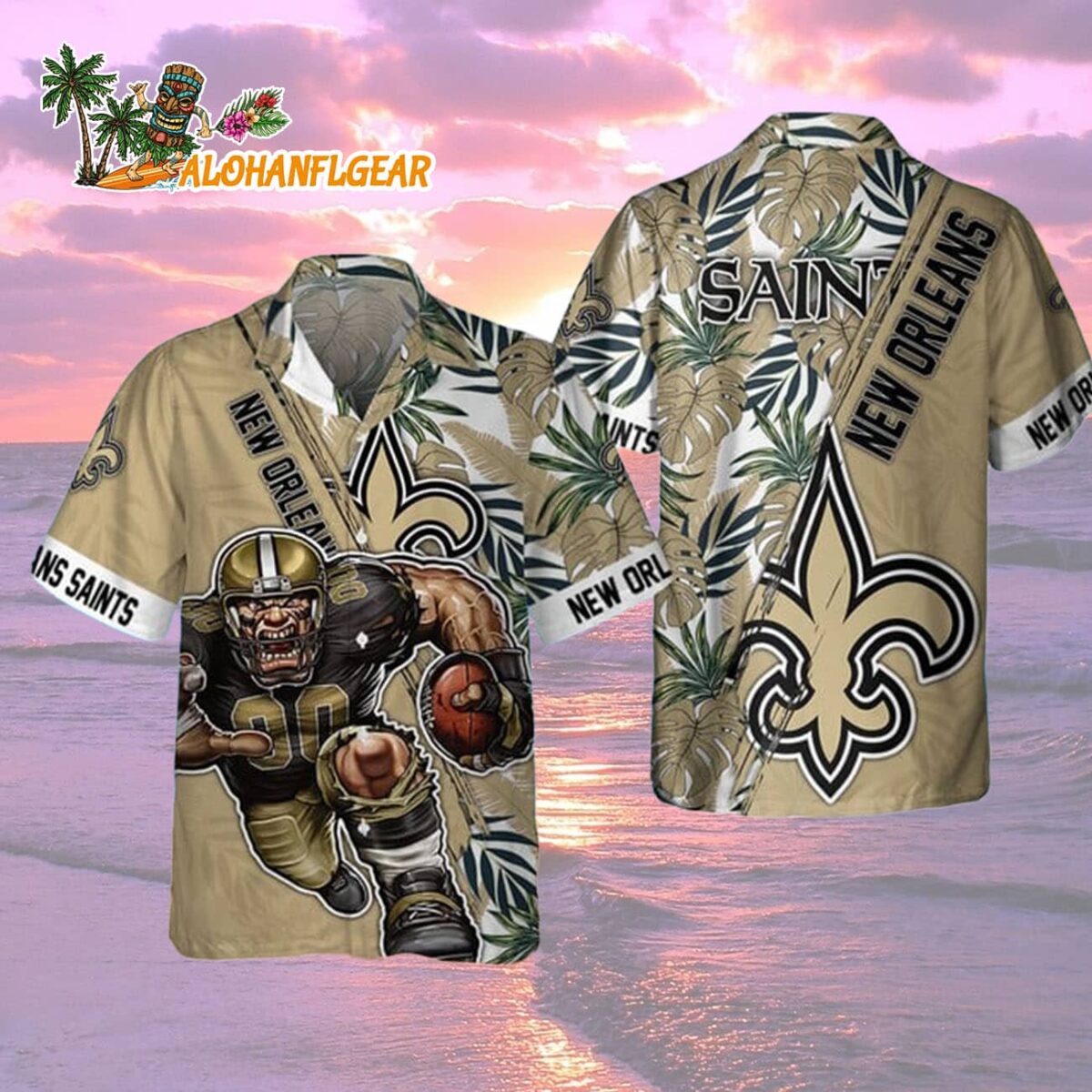 New Orleans Saints Mascot Summer Hawaiian Shirt, New Orleans Saints Aloha Shirt 1 New Orleans Saints Mascot Summer Hawaiian Shirt New Orleans Saints Aloha Shirt 2