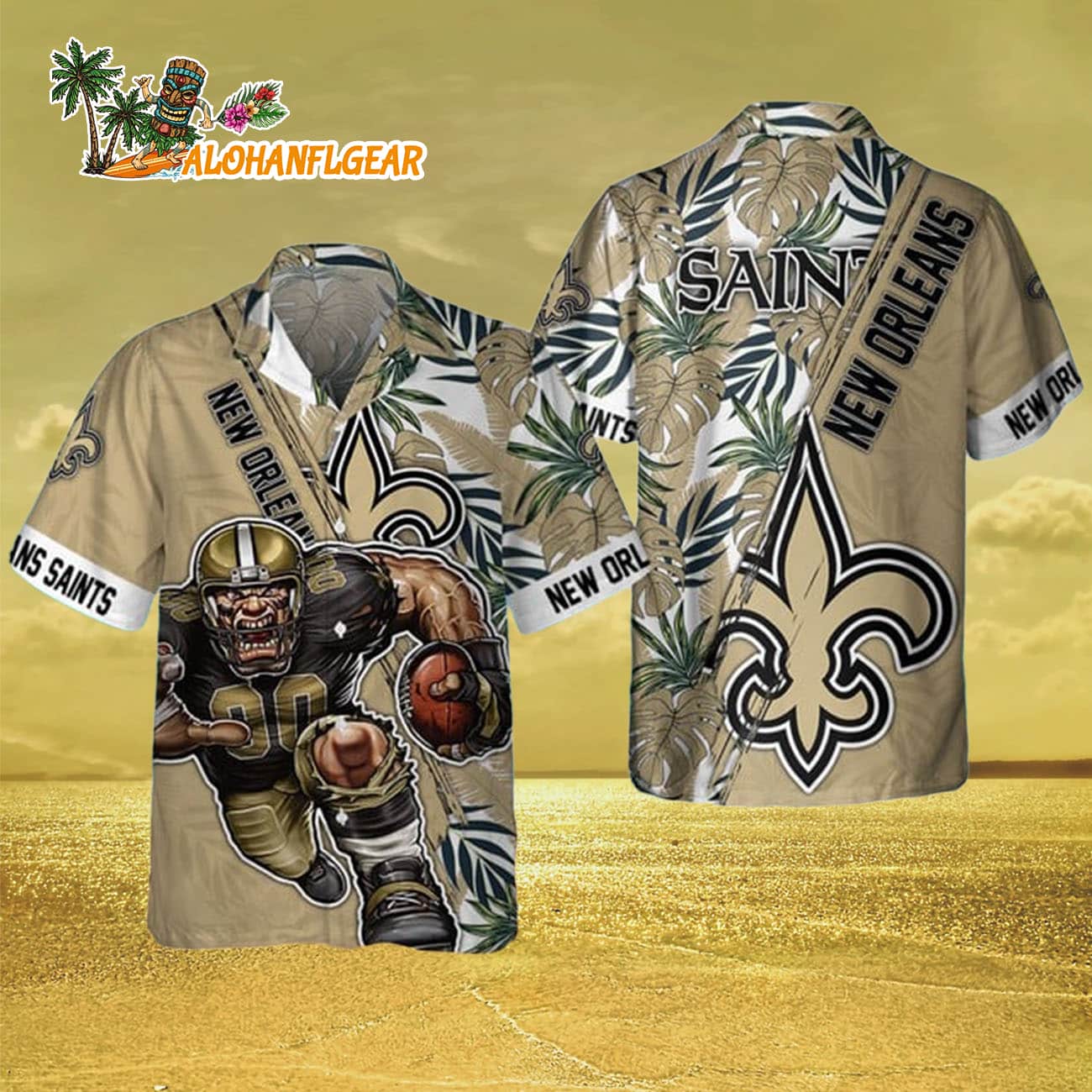 New Orleans Saints Mascot Summer Hawaiian Shirt, New Orleans Saints Aloha Shirt New Orleans Saints Mascot Summer Hawaiian Shirt, New Orleans Saints Aloha Shirt