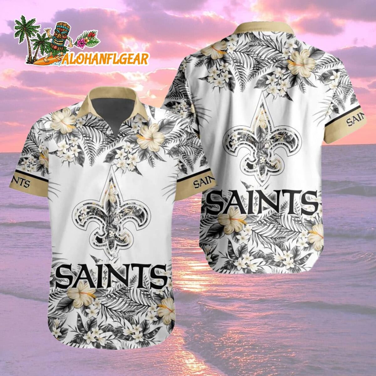 New Orleans Saints Special Floral Tropical Team Spirit Hawaiian Shirt New Orleans Saints Aloha Shirt 2