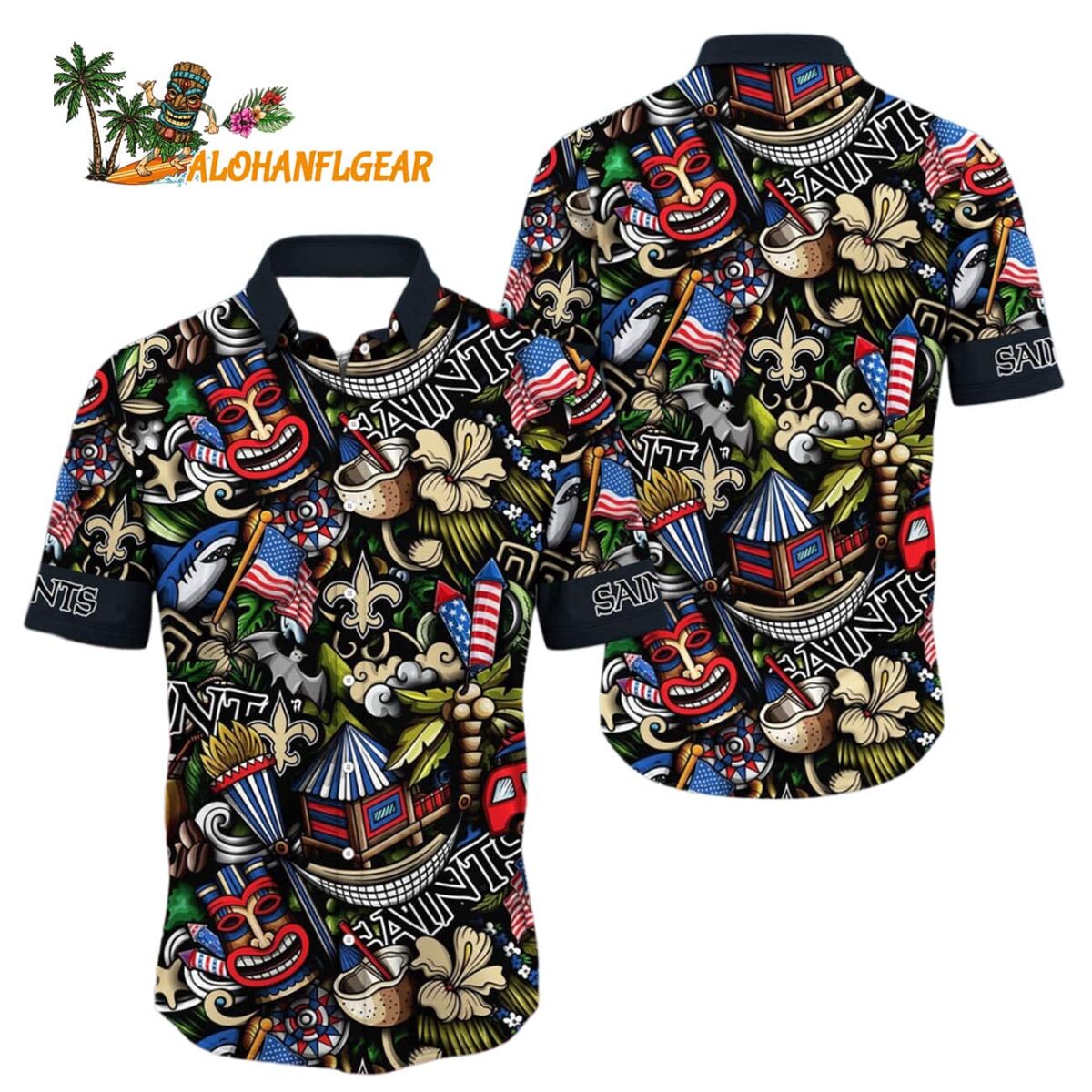 New Orleans Saints Tiki Me Off Hawaiian Shirt New Orleans Saints Aloha Shirt 1