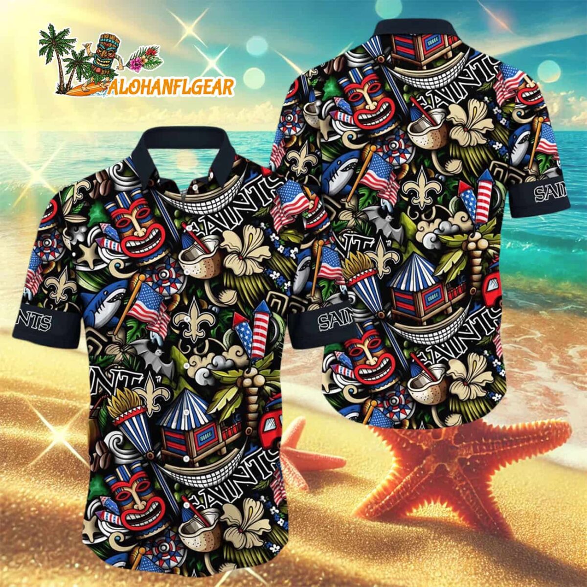 New Orleans Saints Tiki Me Off Hawaiian Shirt New Orleans Saints Aloha Shirt 3