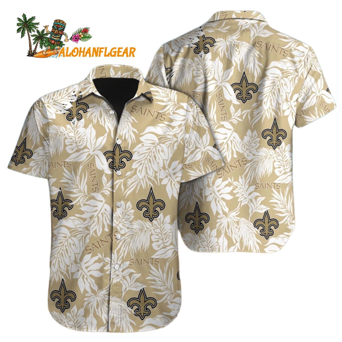 New Orleans Saints Tropical Leafs Designs Hawaiian Shirt New Orleans Saints Aloha Shirt 1