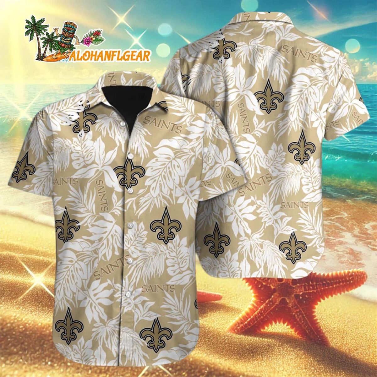 New Orleans Saints Tropical Leafs Designs Hawaiian Shirt New Orleans Saints Aloha Shirt 3