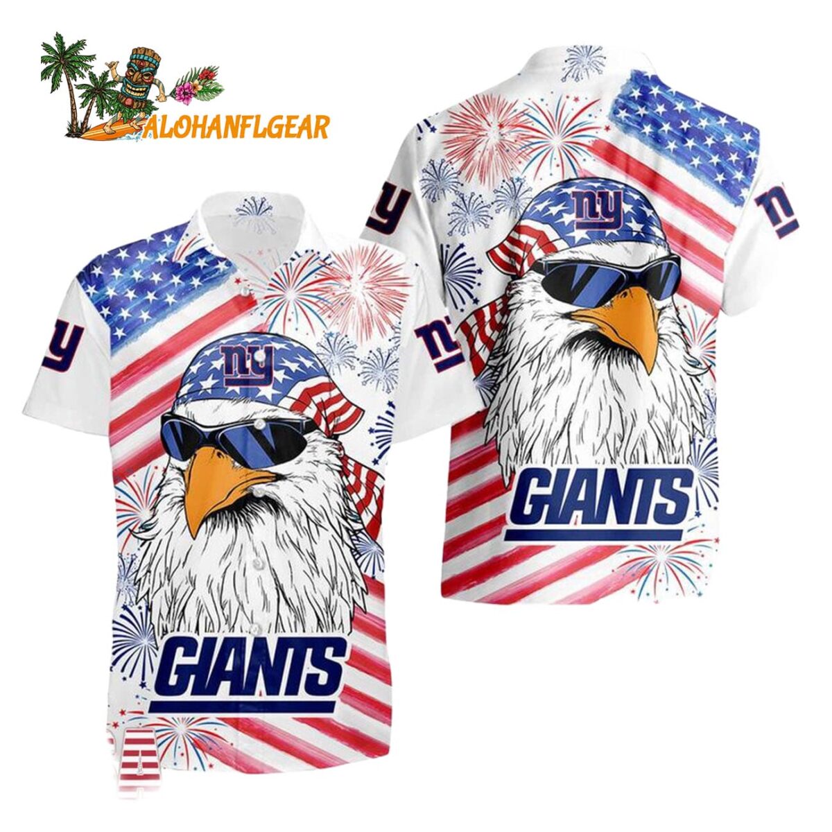New York Giants American Eagle Emblem Hawaiian Shirt New York Giants Aloha Shirt 1