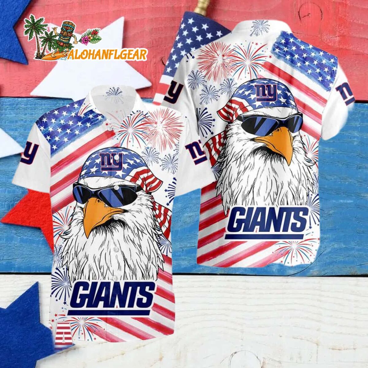 New York Giants American Eagle Emblem Hawaiian Shirt New York Giants Aloha Shirt 4