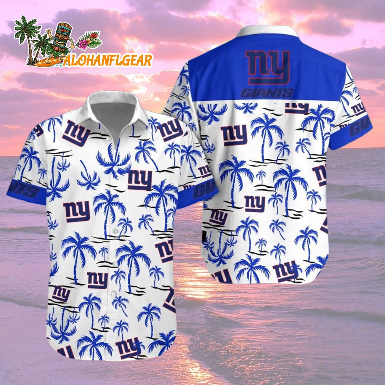New York Giants Coconut Logo Beach Hawaiian Shirt, NFL Aloha Shirt New York Giants Coconut Logo Beach Hawaiian Shirt, NFL Aloha Shirt