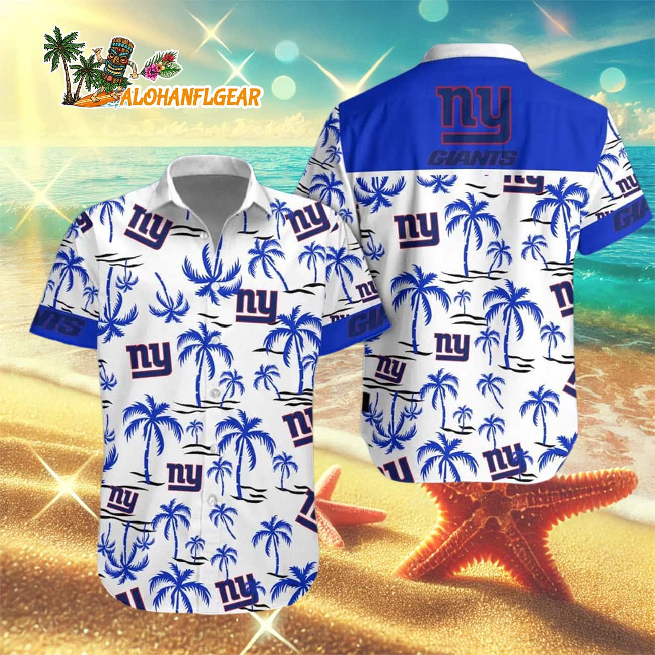 New York Giants Coconut Logo Beach Hawaiian Shirt, NFL Aloha Shirt New York Giants Coconut Logo Beach Hawaiian Shirt, NFL Aloha Shirt