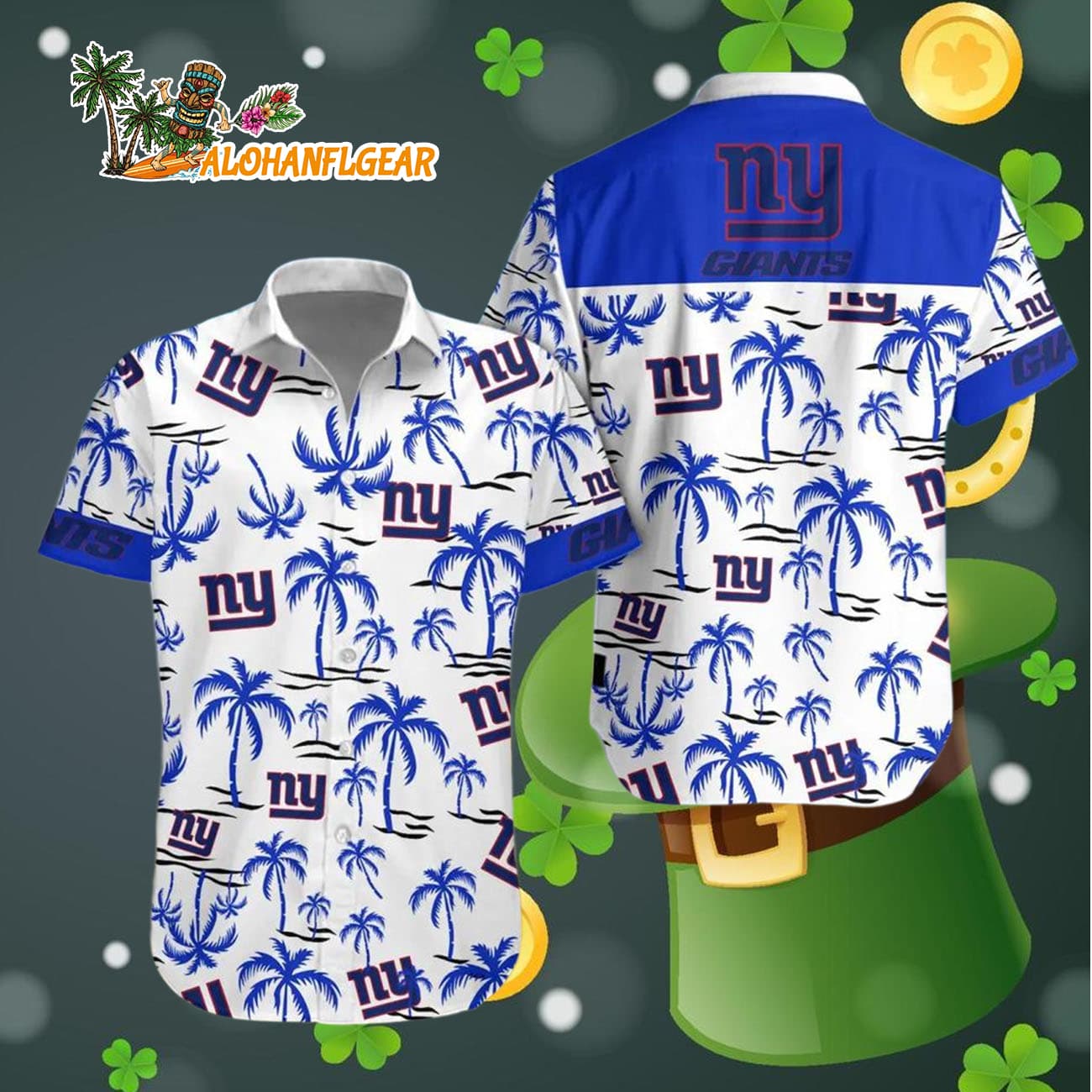 New York Giants Coconut Logo Beach Hawaiian Shirt, NFL Aloha Shirt New York Giants Coconut Logo Beach Hawaiian Shirt, NFL Aloha Shirt