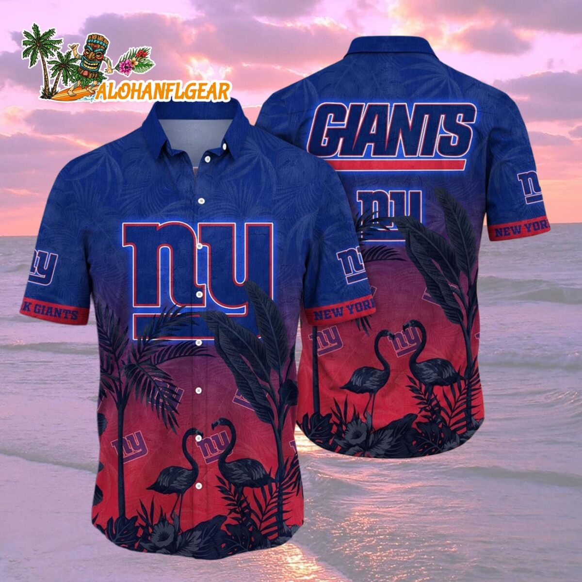 New York Giants Flamingo And Flower Funny Hawaiian Shirt, New York Giants Aloha Shirt 1 New York Giants Flamingo And Flower Funny Hawaiian Shirt New York Giants Aloha Shirt 2