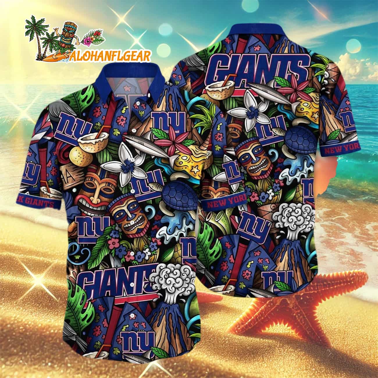 New York Giants Flower Tiki Me Off Hawaiian Shirt, New York Giants Aloha Shirt New York Giants Flower Tiki Me Off Hawaiian Shirt, New York Giants Aloha Shirt