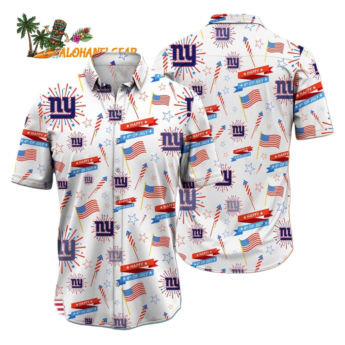 New York Giants Happy 4th Of July Hawaiian Shirt NFL Aloha Shirt 1