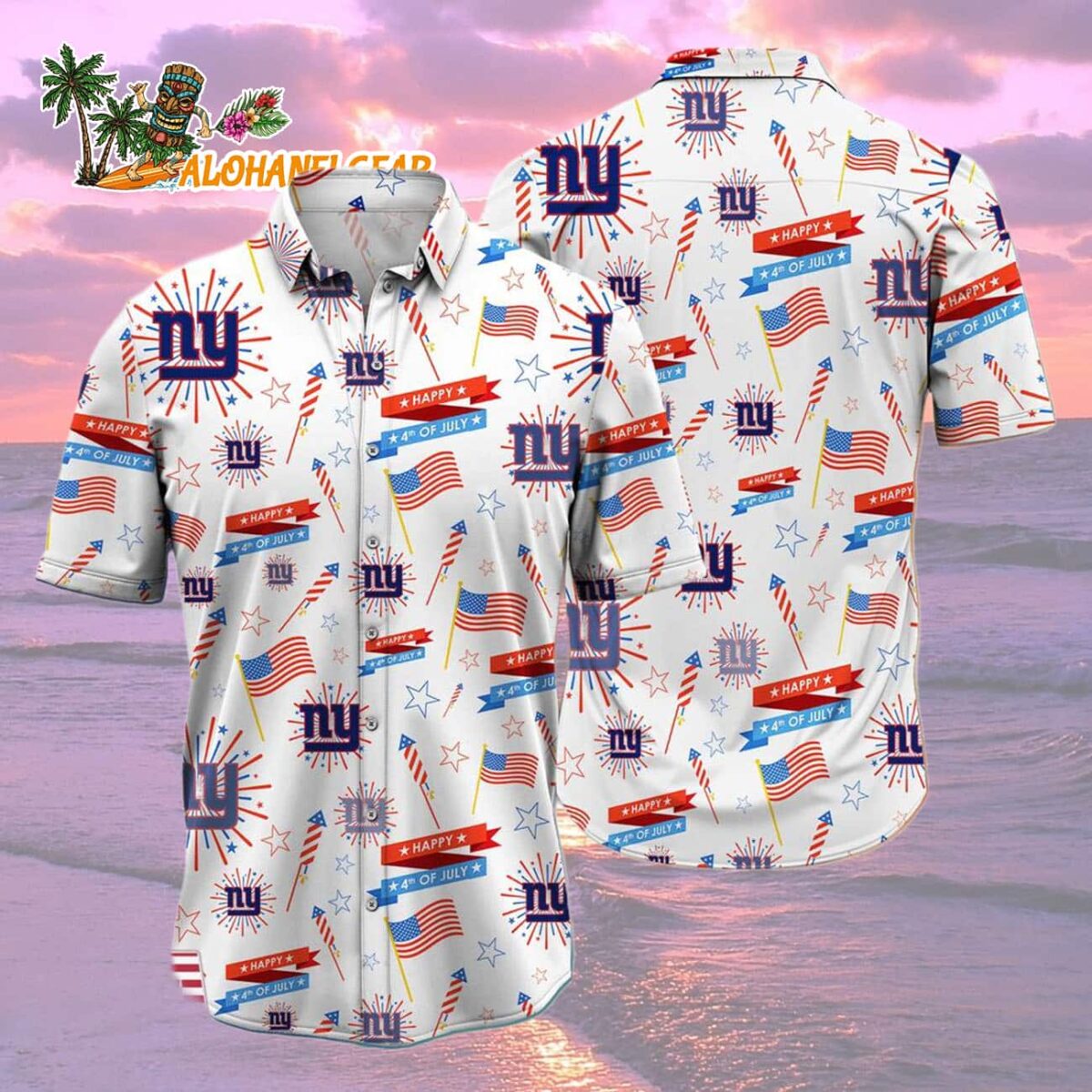 New York Giants Happy 4th Of July Hawaiian Shirt NFL Aloha Shirt 2