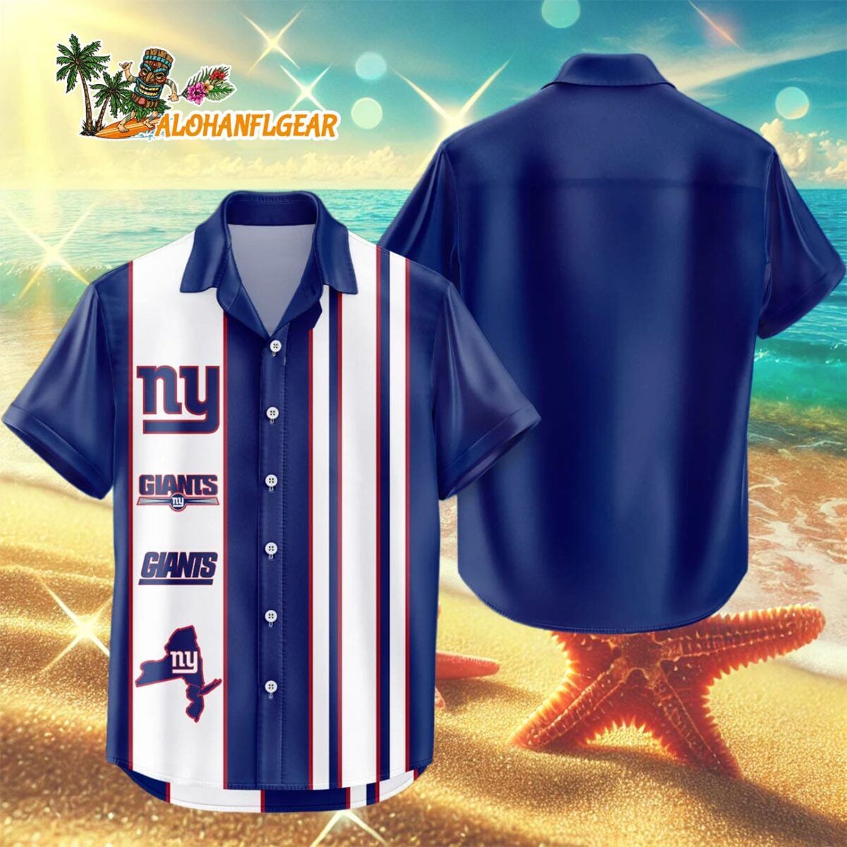 New York Giants Hawaiian Shirt Classic Color Contrast, New York Giants Aloha Shirt 2 New York Giants Hawaiian Shirt Classic Color Contrast 3