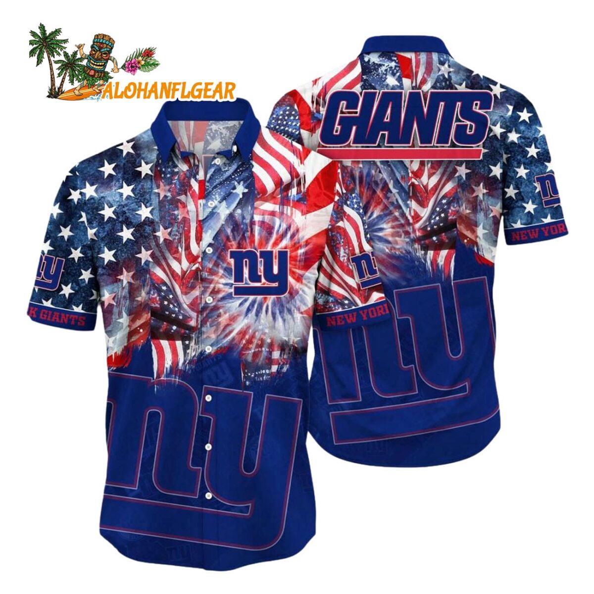 New York Giants Independence Day Hawaiian Shirt NFL Aloha Shirt 1