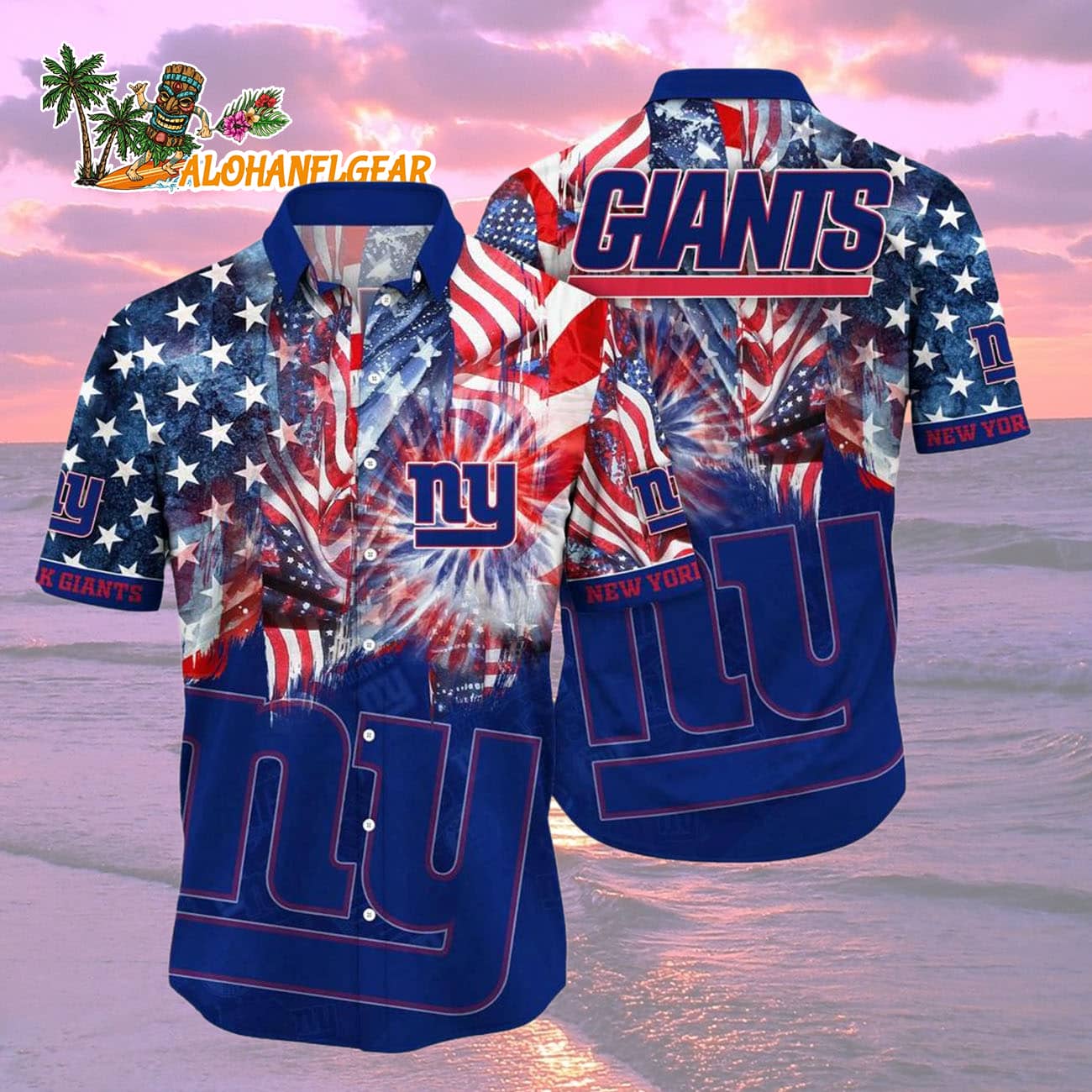 New York Giants Independence Day Hawaiian Shirt, NFL Aloha Shirt New York Giants Independence Day Hawaiian Shirt, NFL Aloha Shirt