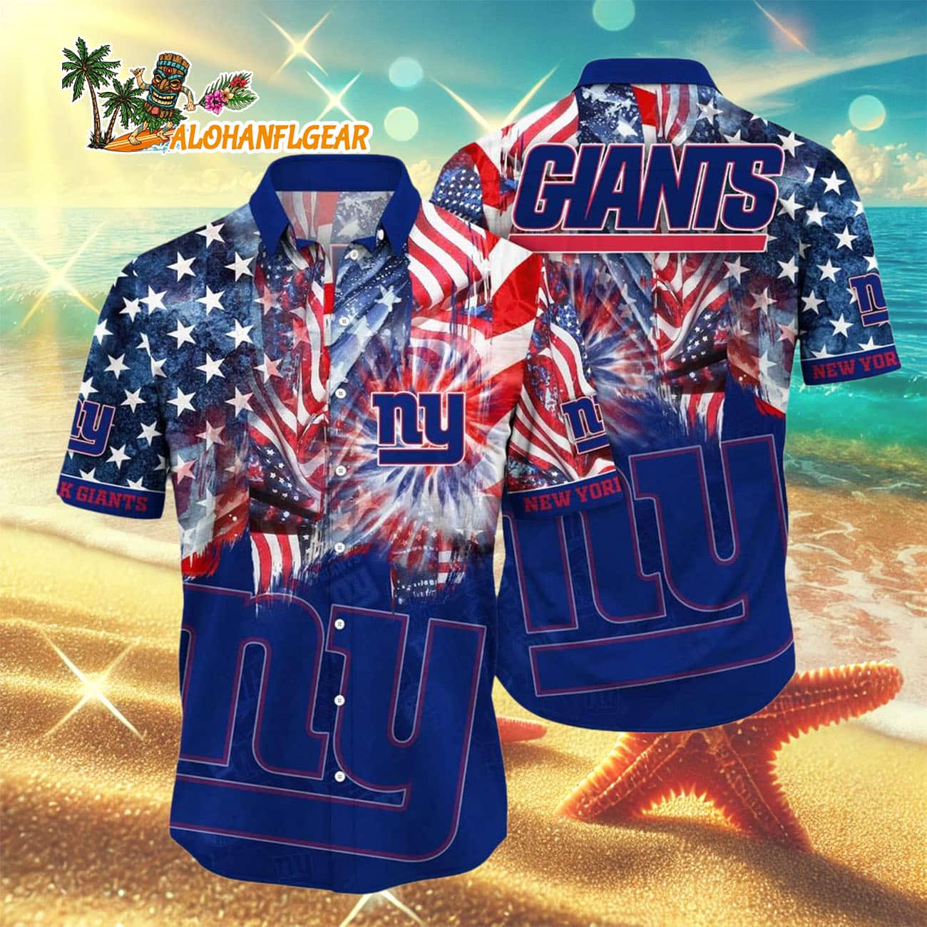 New York Giants Independence Day Hawaiian Shirt, NFL Aloha Shirt New York Giants Independence Day Hawaiian Shirt, NFL Aloha Shirt