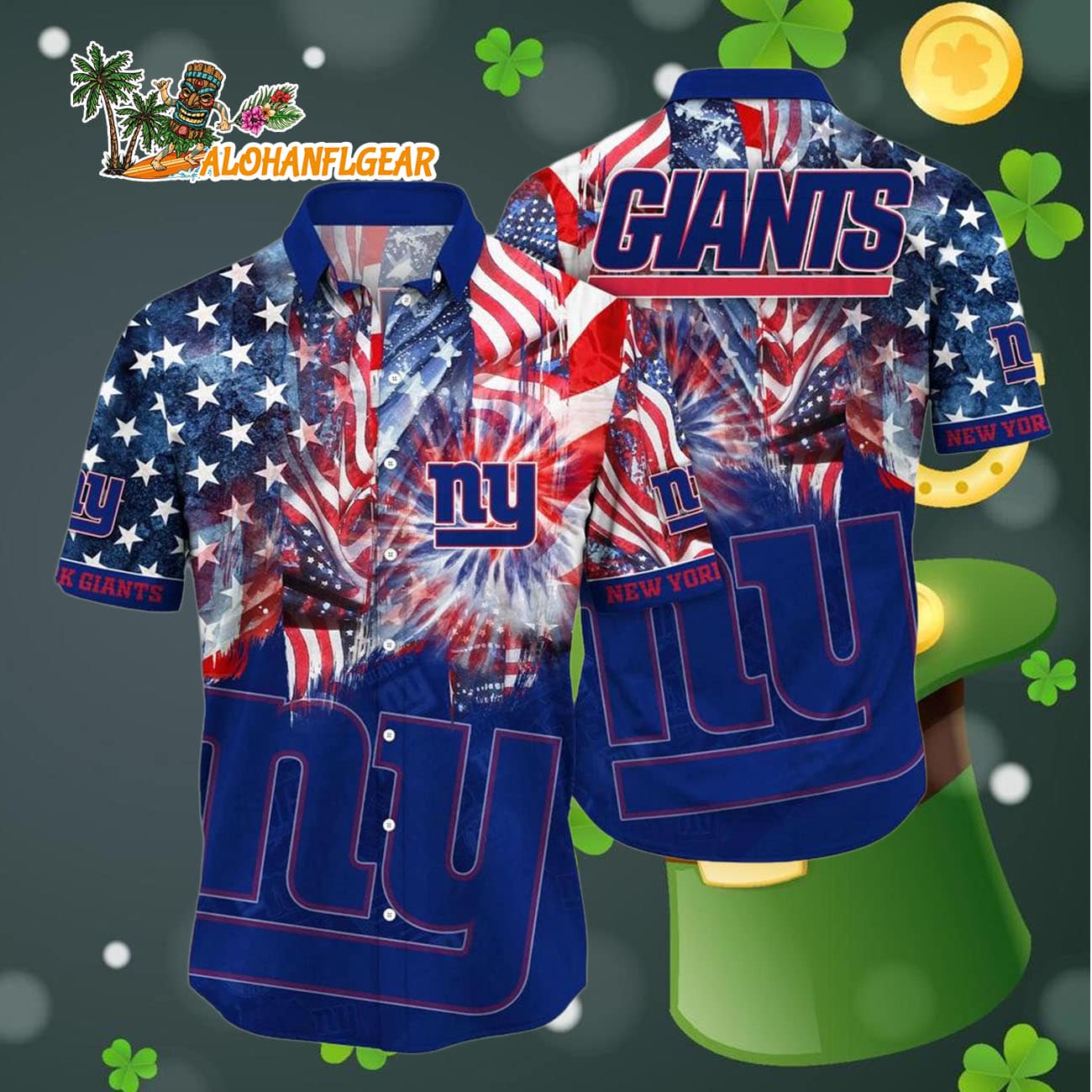 New York Giants Independence Day Hawaiian Shirt, NFL Aloha Shirt New York Giants Independence Day Hawaiian Shirt, NFL Aloha Shirt