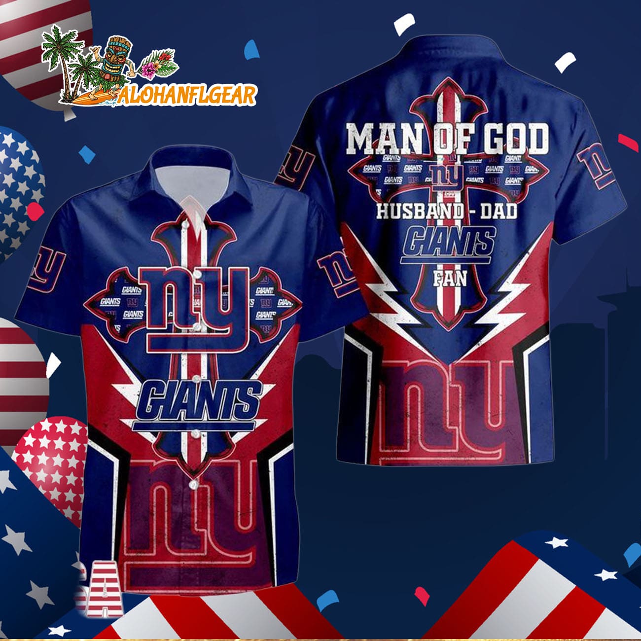 New York Giants Man Of God Gift For Fathers Day Hawaiian Shirt, New York Giants Aloha Shirt New York Giants Man Of God Gift For Fathers Day Hawaiian Shirt, New York Giants Aloha Shirt