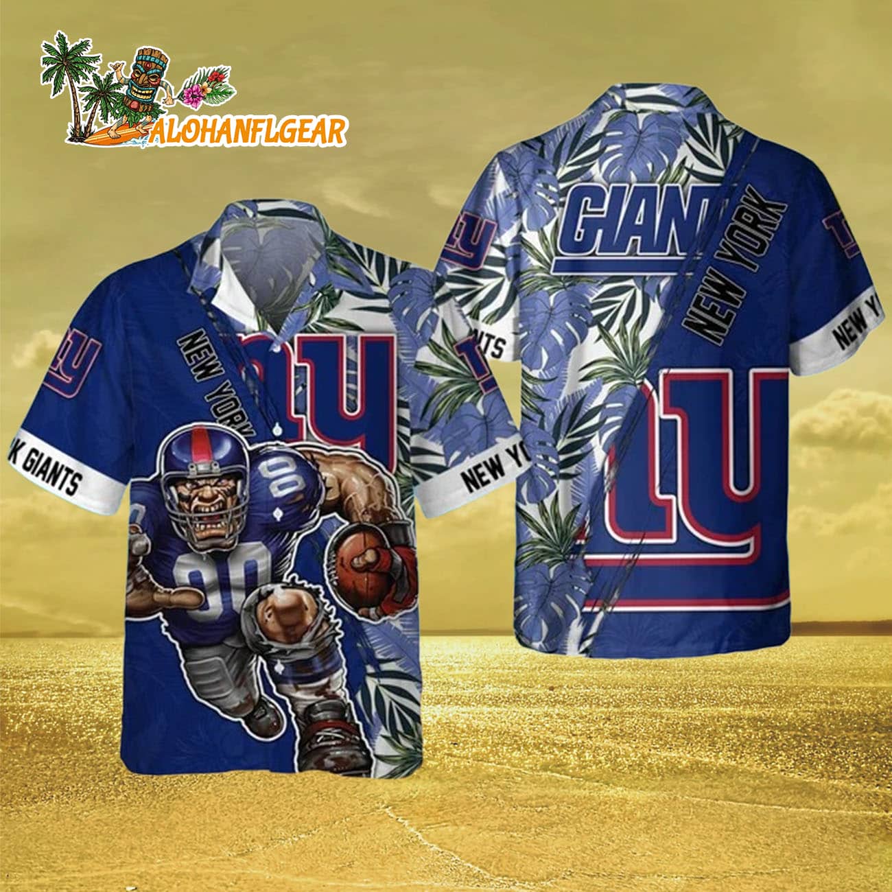 New York Giants Mascot Summer Hawaiian Shirt, New York Giants Aloha Shirt New York Giants Mascot Summer Hawaiian Shirt, New York Giants Aloha Shirt