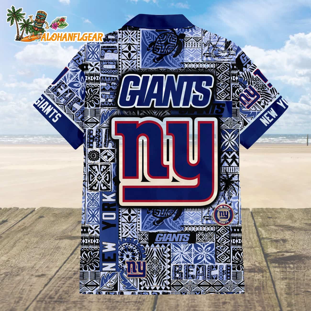 New York Giants Tapa Patterns Hawaiian Shirt, NFL Aloha Shirt New York Giants Tapa Patterns Hawaiian Shirt, NFL Aloha Shirt