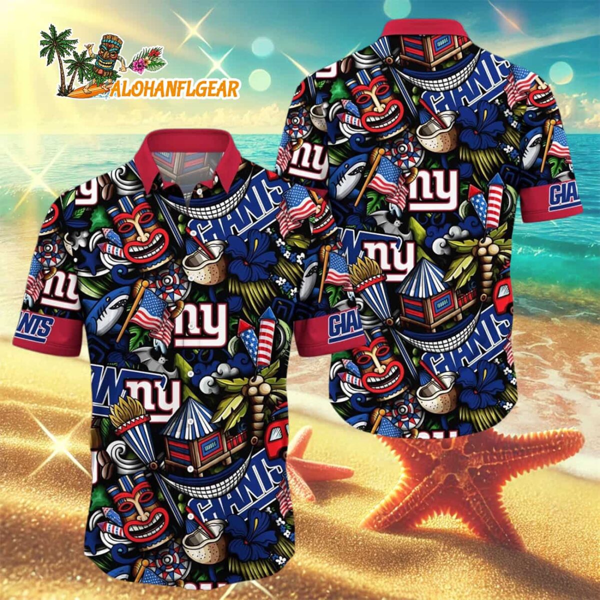 New York Giants Tiki Me Off Hawaiian Shirt New York Giants Aloha Shirt 3