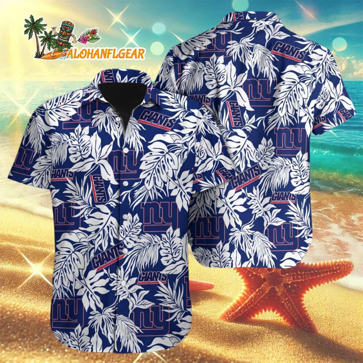 New York Giants Tropical Leafs Designs Hawaiian Shirt New York Giants Aloha Shirt 3