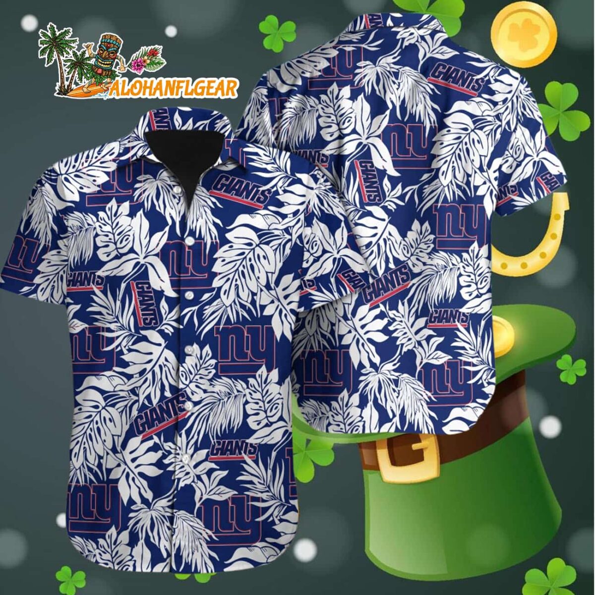 New York Giants Tropical Leafs Designs Hawaiian Shirt New York Giants Aloha Shirt 4