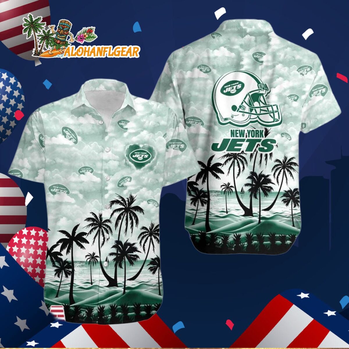New York Jets Coconut Palms Limited Edition Hawaiian Shirt, New York Jets Aloha Shirt 2 New York Jets Coconut Palms Limited Edition Hawaiian Shirt New York Jets Aloha Shirt 3