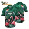New York Jets Flamingo And Flower Hawaiian Shirt New York Jets Aloha Shirt 1