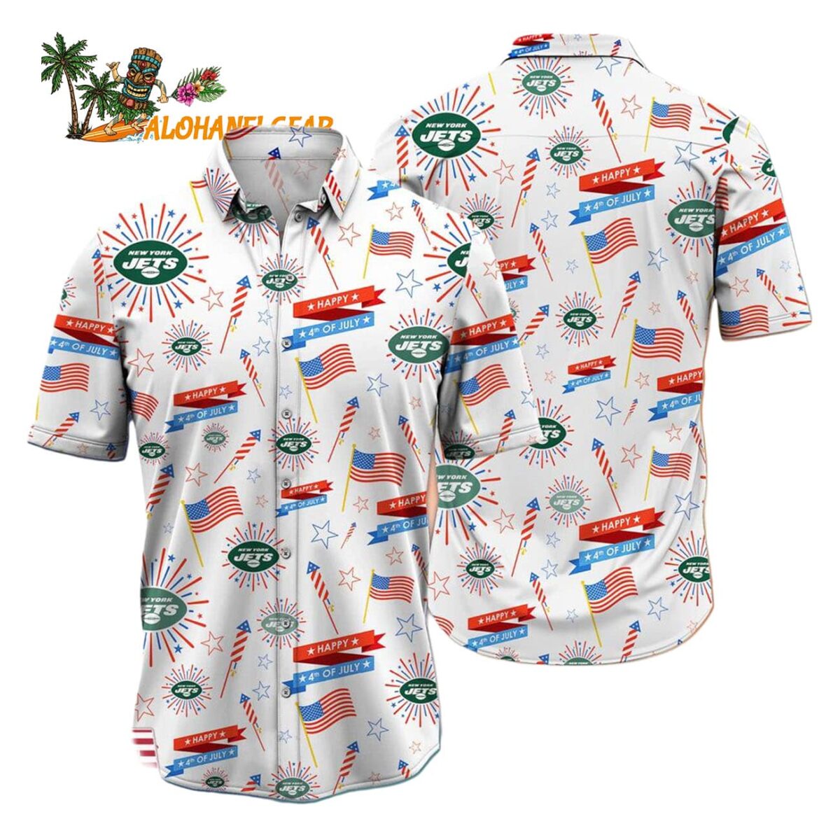 New York Jets Happy 4th Of July Hawaiian Shirt NFL Aloha Shirt 1