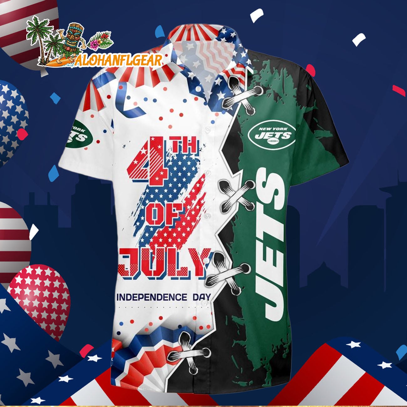 New York Jets Happy Independence Day Resurgence Hawaiian Shirt, NFL Aloha Shirt New York Jets Happy Independence Day Resurgence Hawaiian Shirt, NFL Aloha Shirt
