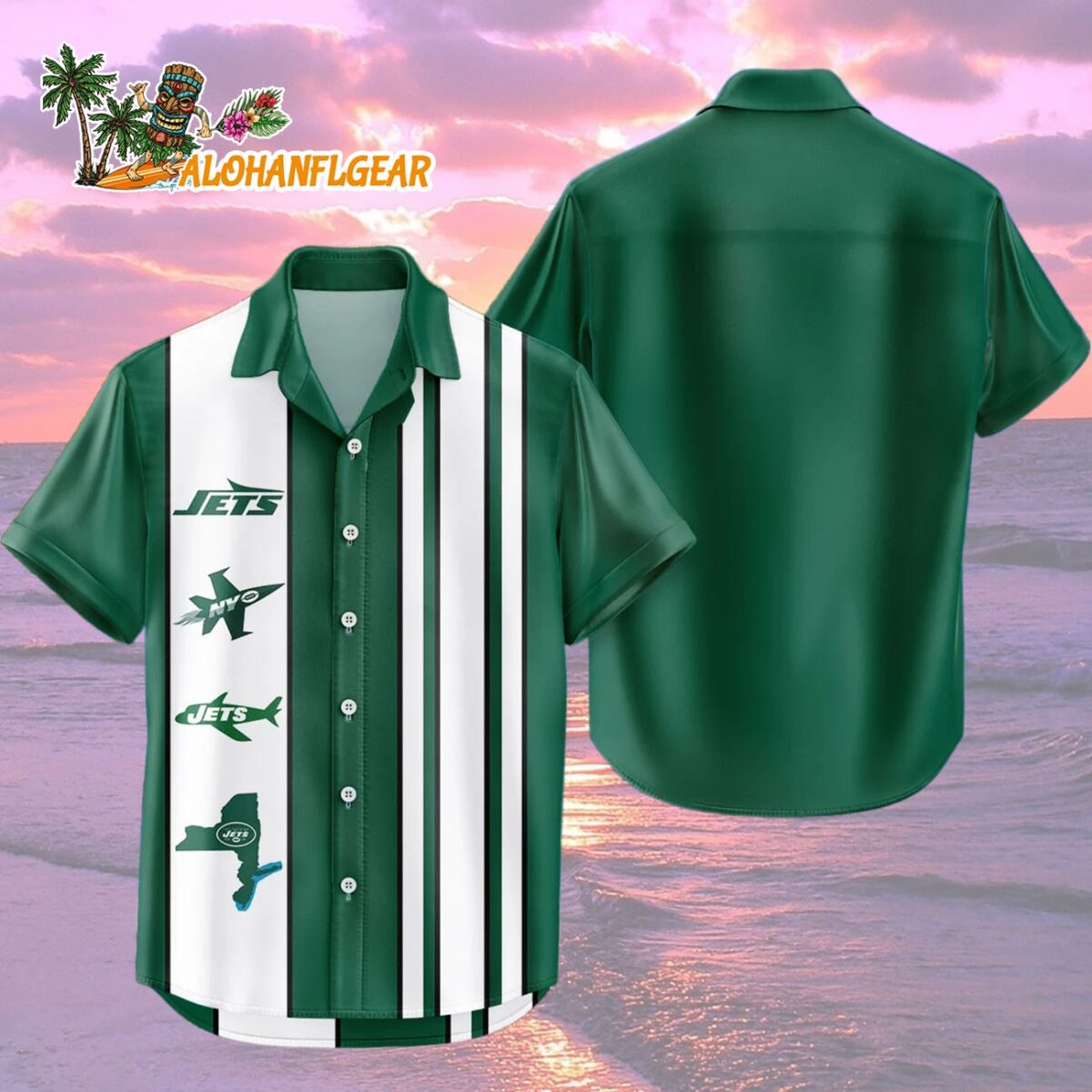 New York Jets Hawaiian Shirt Classic Color Contrast, New York Jets Aloha Shirt 1 New York Jets Hawaiian Shirt Classic Color Contrast 2