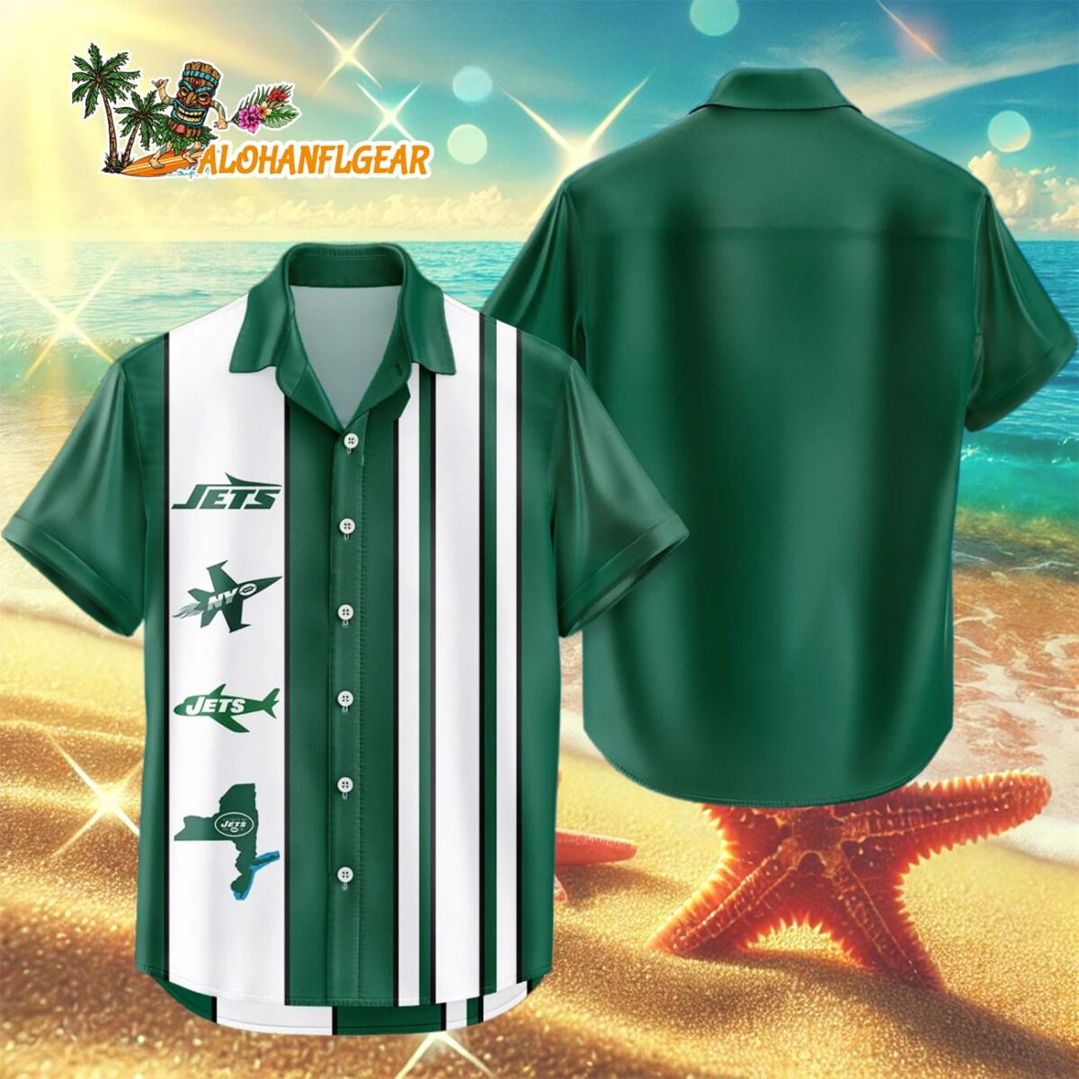 New York Jets Hawaiian Shirt Classic Color Contrast, New York Jets Aloha Shirt 2 New York Jets Hawaiian Shirt Classic Color Contrast 3