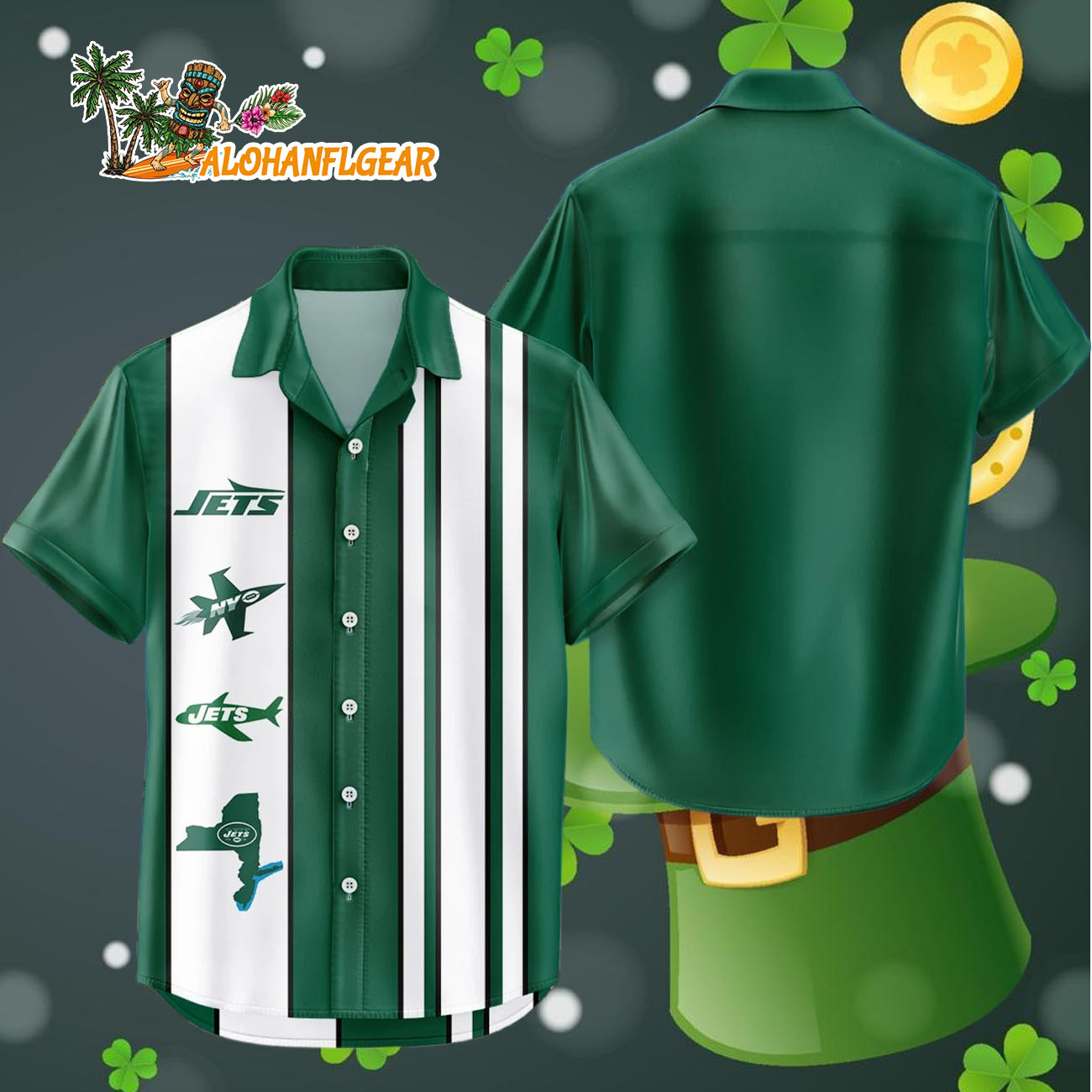 New York Jets Hawaiian Shirt Classic Color Contrast, New York Jets Aloha Shirt New York Jets Hawaiian Shirt Classic Color Contrast, New York Jets Aloha Shirt