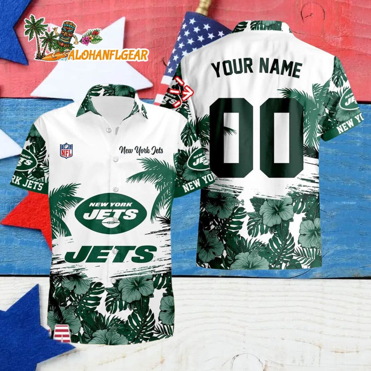 New York Jets Hibiscus Flower Custom Name Hawaiian Shirt NFL Aloha Shirt 4 New York Jets Hibiscus Flower Custom Name Hawaiian Shirt NFL Aloha Shirt 4