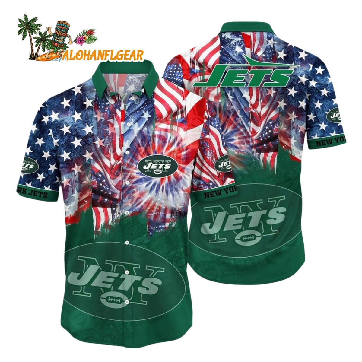 New York Jets Independence Day Hawaiian Shirt NFL Aloha Shirt 1