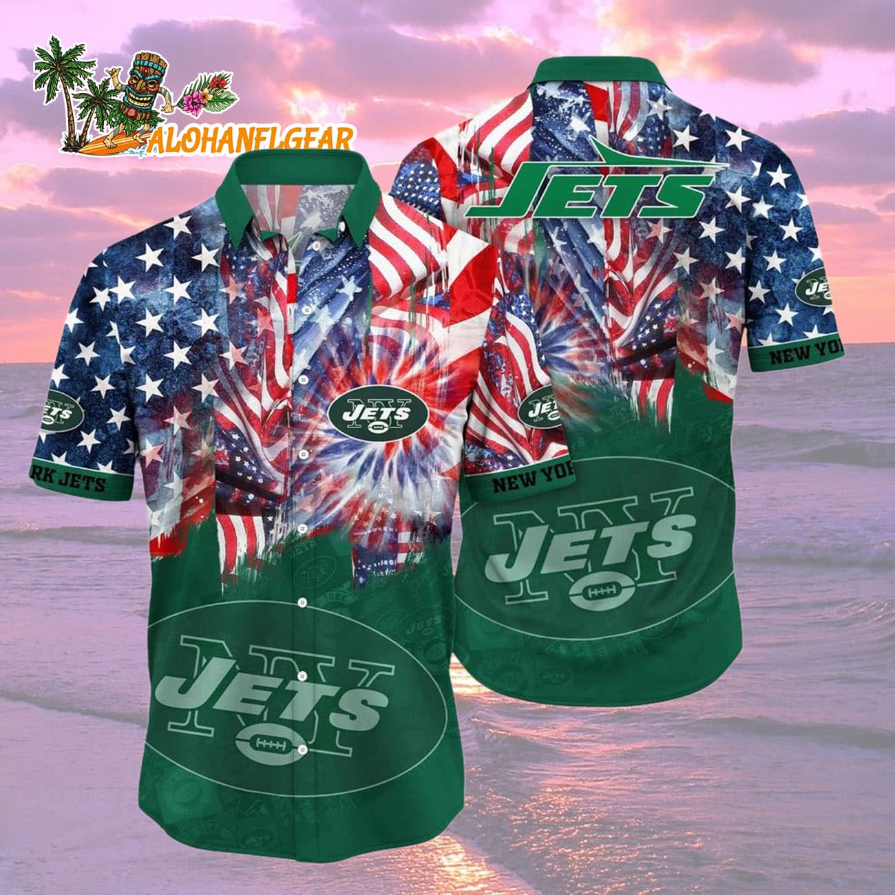 New York Jets Independence Day Hawaiian Shirt, NFL Aloha Shirt New York Jets Independence Day Hawaiian Shirt, NFL Aloha Shirt
